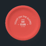 Prato De Papel Torrada Nas Encostas Clube Après Ski Retro Vermelh<br><div class="desc">Torrada Nas Encostas, Clube Après Ski, brasão de estação de esqui retro vermelho, pratos de papel. Personalize com o ano da sua viagem de esqui e localização da estação de esqui. Perfeito para uma viagem de esqui de grupo ou para um aniversário com tema après ski, festa de solteira ou...</div>