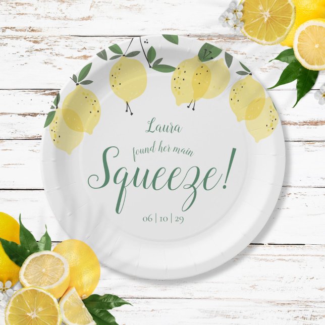 Prato De Papel Torrão de Limões Chás de Noiva (Main Squeeze Lemons Bridal Shower Paper Plates)
