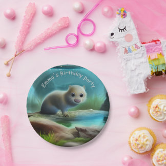 Prato De Papel Torre de bebê em lago - personalizável