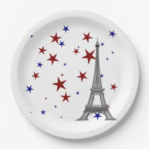 Prato De Papel Torre Eiffel com estrelas
