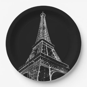 Prato De Papel Torre Eiffel Preto Branco Paris Viagem Vintage
