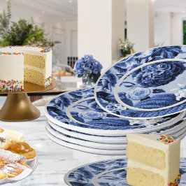 Prato De Papel Torre Floral Azul Periwinkle No.1