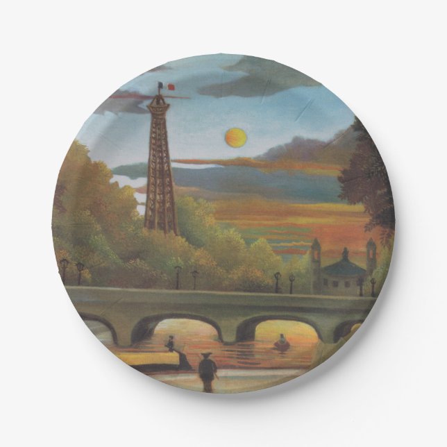 Prato De Papel Torre Sena e Eiffel no Sol (Paris, França) (Frente)