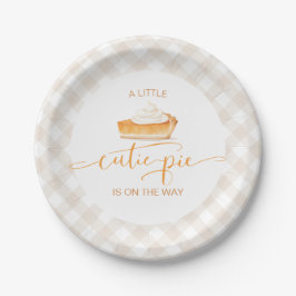 Prato De Papel Torta de abóbora Cutie Pie outono xadrez chá de be