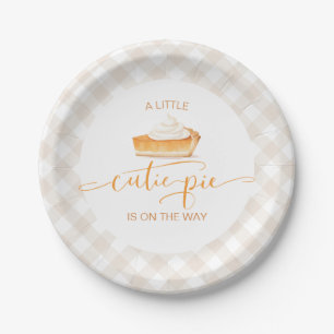 Prato De Papel Torta de abóbora Cutie Pie outono xadrez chá de be