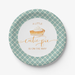 Prato De Papel Torta de abóbora Cutie Pie outono xadrez chá de be