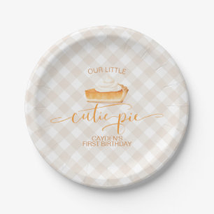 Prato De Papel Torta de abóbora Cutie Pie xadrez de outono Primei