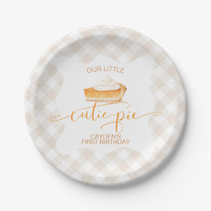 Prato De Papel Torta de abóbora Cutie Pie xadrez de outono Primei