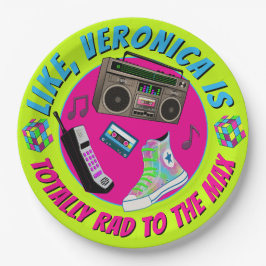 Prato De Papel Totally 80s Retro Birthday Party Invitation