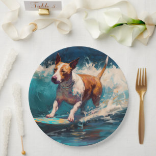 Prato De Papel Touro Terrier Beach Surfing Painting