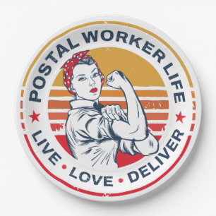 Prato De Papel Trabalhador Postal Posto de Aniversário Colega
