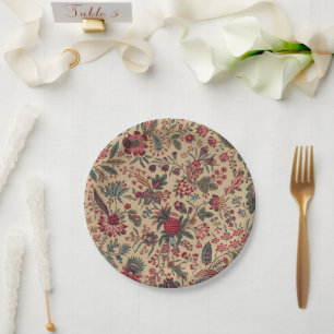 Prato De Papel Trabalho de Agulha Antigo Floral para Móveis