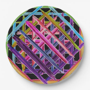 Prato De Papel Traços de pincel de pintura colorida com abstrato