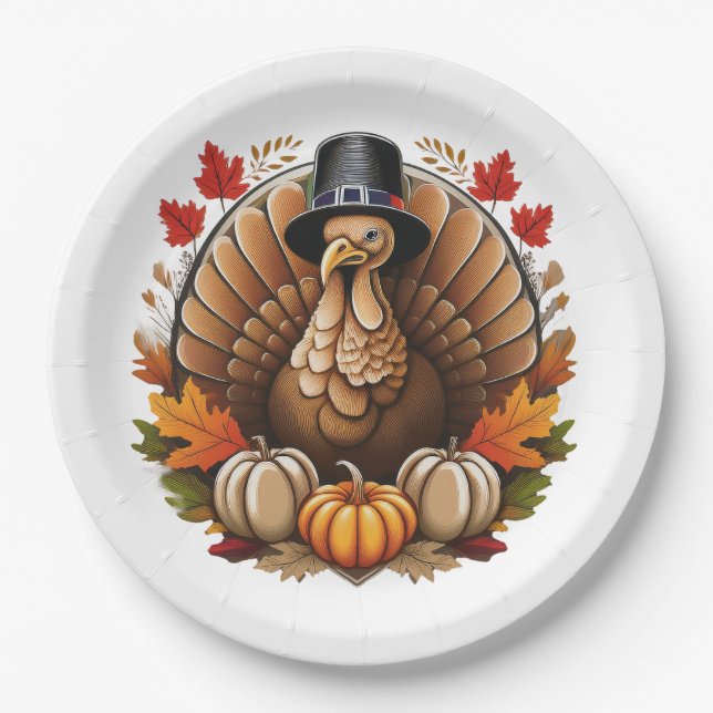 Prato De Papel Traditional Thanksgiving Design (Frente)