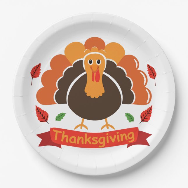 Prato De Papel Traditional Thanksgiving Design (Frente)