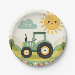 Prato De Papel Trator/fazenda personalizado, bonito