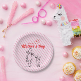 Prato De Papel Travesseiro de Arte da Linha do Dia das Mães - Amo