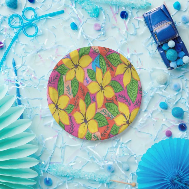 Prato De Papel Travesseiro decorativo Tropical Plumeria Garden (Festa)