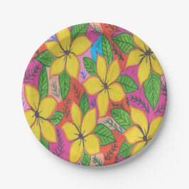 Prato De Papel Travesseiro decorativo Tropical Plumeria Garden