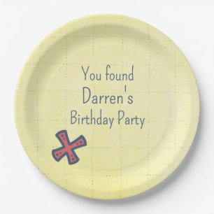 Prato De Papel Treasure Map Pirate Party X Marca o Ponto