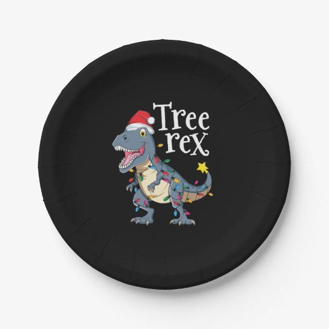 Prato De Papel Tree Rex Dinosaur Christmas Boy Men Gift Paja (Frente)