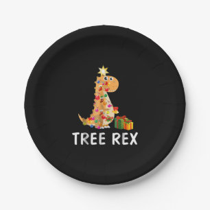 Prato De Papel Tree Rex Pun dinossauro de Natal