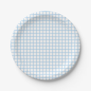 Prato De Papel Trellis Baby Azul - Branco
