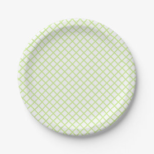 Prato De Papel Trellis de Diamante Verde Primavera - Branco