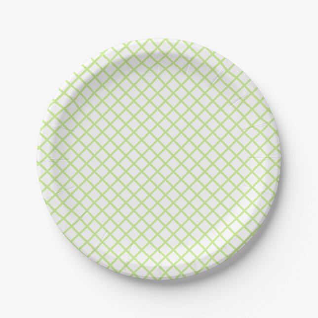 Prato De Papel Trellis de Diamante Verde Primavera - Branco (Frente)