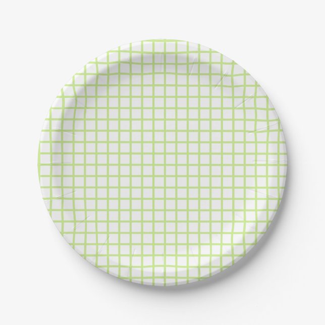 Prato De Papel Trellis Spring Verde - Branco (Frente)