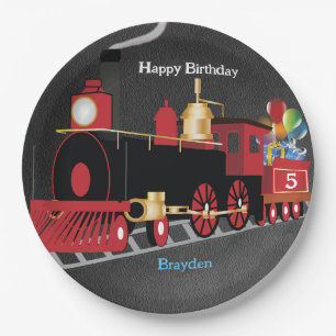 Prato De Papel Trem Infantil Quadro de Giz Festa de Aniversário