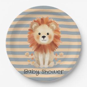 Prato De Papel Trendy Baby Lion Stripes Chá de fraldas