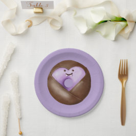 Prato De Papel Trendy Halloween Spooky Purple Heart Ghost Rosquin