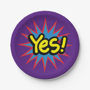 Prato De Papel Trendy Yes Comic bubble design