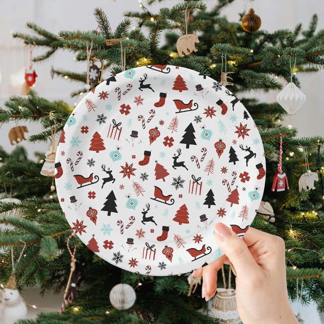 Prato De Papel Trenó de Rena Santa Árvores de Natal (Criador carregado)