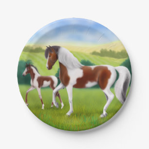 Prato De Papel Tri égua da pintura e placas de papel do cavalo d