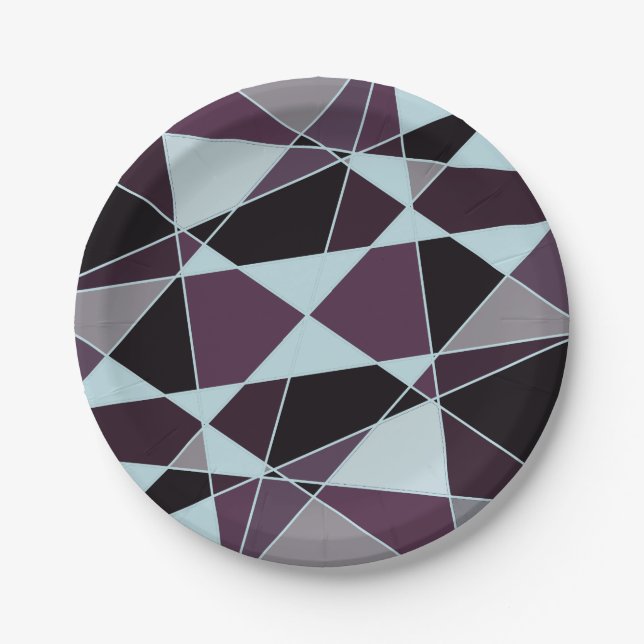 Prato De Papel Triangle black grey white maroon Abstract (Frente)
