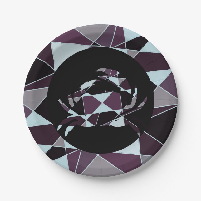 Prato De Papel Triangle black grey white maroon Abstract (Frente)