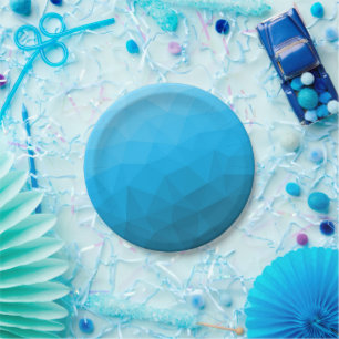 Prato De Papel Triângulo do padrão geométrico do gradiente ciano 