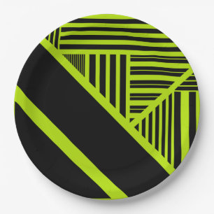 Prato De Papel Triângulo stripes - Verde limão