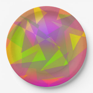 Prato De Papel Triângulos e Retângulos de abstrato