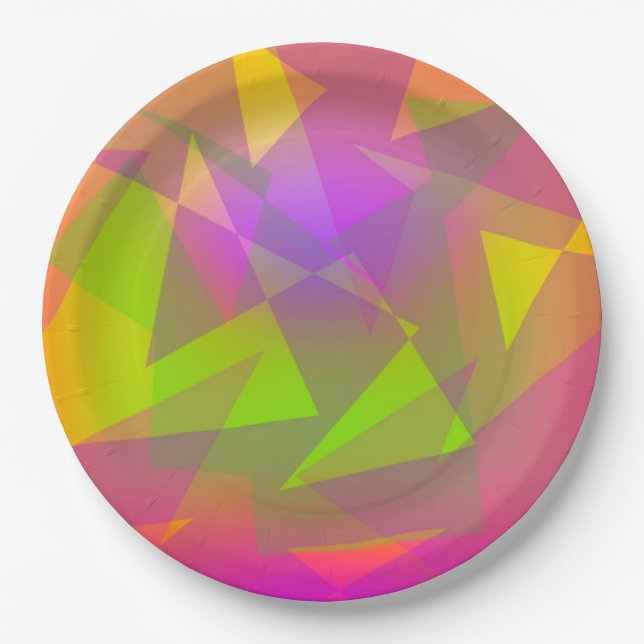 Prato De Papel Triângulos e Retângulos de abstrato (Frente)