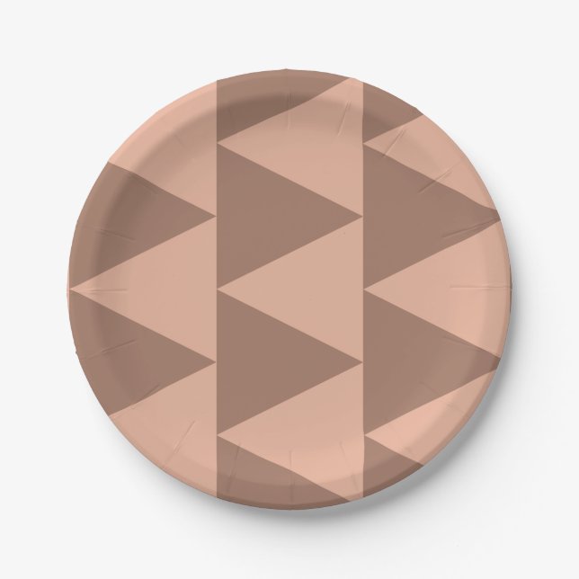 Prato De Papel Triângulos Grandes Geométricos Mocha Mousse Rosa D (Frente)