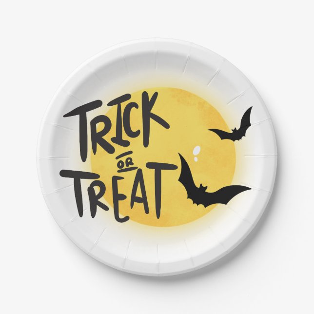Prato De Papel Trick ou trata halloween (Frente)