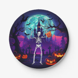 Prato De Papel Trick ou Tratar placas de papel esqueléticas