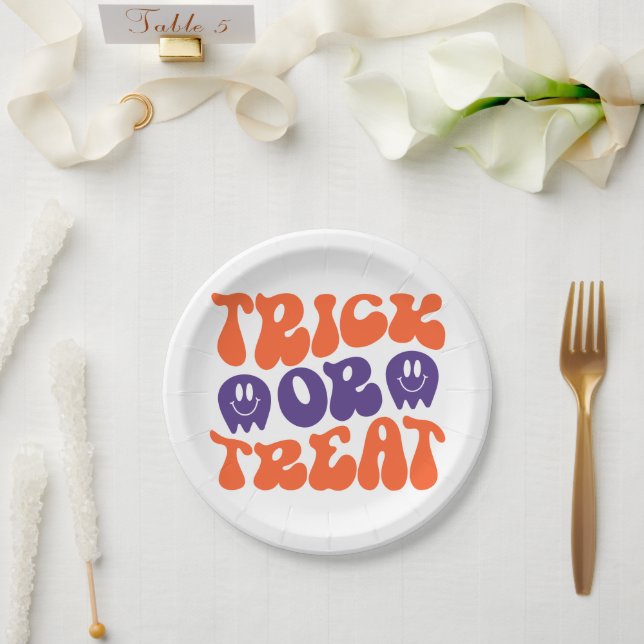 Prato De Papel Trick ou trate Halloween (Casamento)