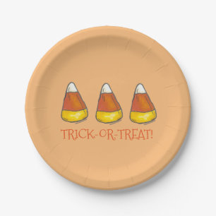 Prato De Papel Trick ou Treine doces de milho Feliz Halloween