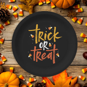 Prato De Papel Trick ou Treine o Dia das Bruxas de Milho Doce