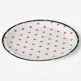 Prato De Papel Trim Preto da Terra Cotta Bolinhas