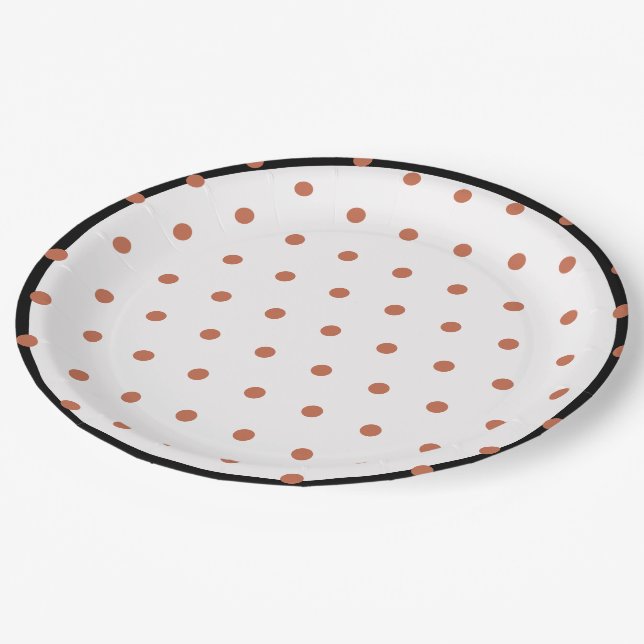 Prato De Papel Trim Preto da Terra Cotta Bolinhas (Inclinado)